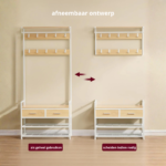 Wieszak na ubrania z szafką na buty, szufladami i drążkiem – mebel do przedpokoju 6-w-1 - Image 5