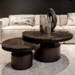 Stolik kawowy Bregt | Niski | Brązowy marmur - Image 2