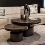 Stolik kawowy Bregt | Niski | Brązowy marmur - Image 6