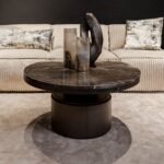 Stolik kawowy Bregt | Niski | Brązowy marmur - Image 4