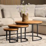 Stolik kawowy Britt | Zestaw 3 sztuk | Drewno mango | NOWOŚĆ
