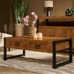 Stolik kawowy Britt | 2 szuflady | Naturalne mango | NOWOŚĆ