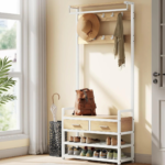 Wieszak na ubrania z szafką na buty, szufladami i drążkiem – mebel do przedpokoju 6-w-1 - Image 2